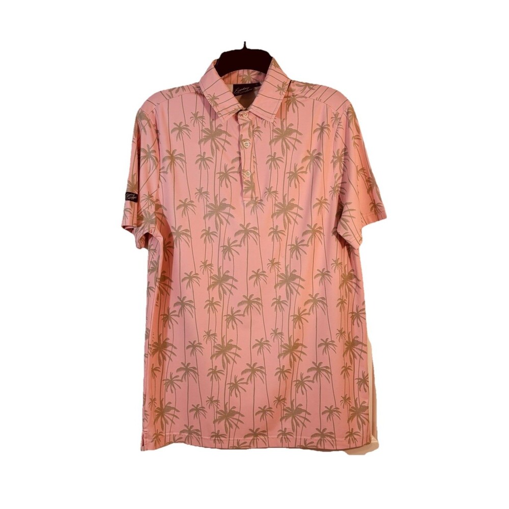 Sunday Swagger Polo Shirt Mens S Peach Tropical Short Sleeve Performance